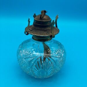 Vintage Lamplight Farms Oil Lamp Glass Base Diamond Pineapple Design Austria